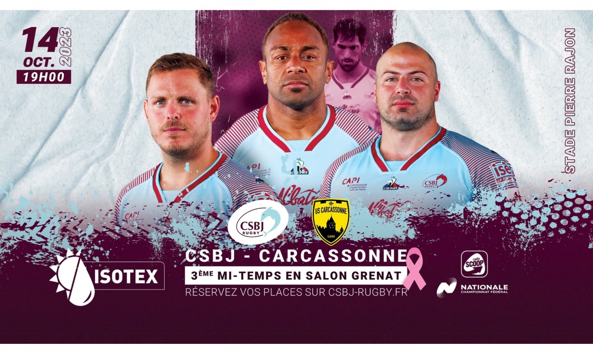 Isotex, Parrain du match de rugby CSBJ - Carcassonne Samedi 14 Octobre 19h au stade Pierre Rajon...
