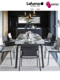 Table repas Lafuma Mobilier Ancône Allure - Plateau coloris ciment et Pieds coloris noir