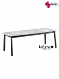 Table repas Lafuma Mobilier Ancône Allure - Plateau coloris ciment et Pieds coloris noir