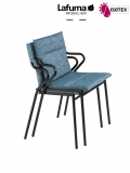 Fauteuil repas Lafuma Mobilier Ancône Allure Sunbrella® - Coloris : toile bleu cobalt et tube noir