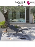 Bayanne chaise longue terrasse et bord de piscine Lafuma Mobilier Gordes Hedona - Toile coloris jade et Structure coloris titane