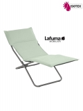 Bayanne chaise longue terrasse et bord de piscine Lafuma Mobilier Gordes Hedona - Toile coloris jade et Structure coloris titane
