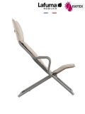 Lounger terrasse et bord de piscine Lafuma Mobilier Ancône Gordes Hedona - Toile coloris latte et tube coloris titane