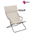 Lounger terrasse et bord de piscine Lafuma Mobilier Ancône Gordes Hedona - Toile coloris latte et tube coloris titane