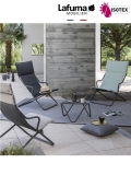 Lounger terrasse et bord de piscine Lafuma Mobilier Ancône Gordes Hedona - Toile coloris onyx et tube coloris titane