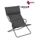 Lounger terrasse et bord de piscine Lafuma Mobilier Ancône Gordes Hedona - Toile coloris onyx et tube coloris titane