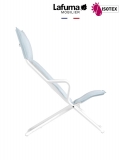 Lounger terrasse et bord de piscine Lafuma Mobilier Ancône Opale Hedona - Toile coloris bleu céladon et tube coloris kaolin
