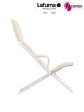 Lounger terrasse et bord de piscine Lafuma Mobilier Ancône Opale Hedona - Toile coloris beige argile et tube coloris kaolin