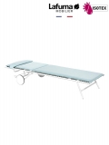 Bayanne bain de soleil terrasse et bord de piscine Lafuma Mobilier Opale Hedona - Toile coloris bleu céladon et Structure coloris kaolin