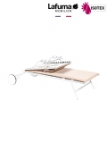 Bayanne bain de soleil terrasse et bord de piscine Lafuma Mobilier Opale Hedona - Toile coloris beige argile et Structure coloris kaolin