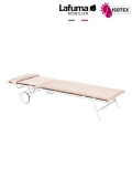 Bayanne bain de soleil terrasse et bord de piscine Lafuma Mobilier Opale Hedona - Toile coloris beige argile et Structure coloris kaolin