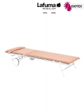 Bayanne bain de soleil terrasse et bord de piscine Lafuma Mobilier Opale Hedona - Toile coloris orange ocre et Structure coloris kaolin