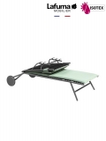 Bayanne bain de soleil terrasse et bord de piscine Lafuma Mobilier Gordes Hedona - Toile coloris jade et Structure coloris titane
