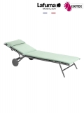Bayanne bain de soleil terrasse et bord de piscine Lafuma Mobilier Gordes Hedona - Toile coloris jade et Structure coloris titane