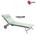 Bayanne bain de soleil terrasse et bord de piscine Lafuma Mobilier Gordes Hedona - Toile coloris jade et Structure coloris titane