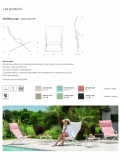 Lounger terrasse et bord de piscine Lafuma Mobilier Ancône Opale Hedona - Toile coloris beige argile et tube coloris kaolin