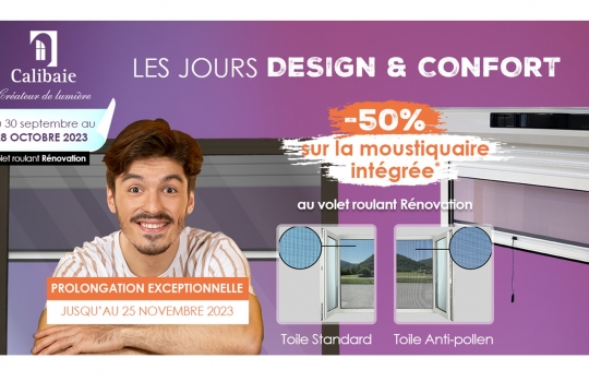 Les Jours Design et Confort Calibaie : - 50% sur la moustiquaire intégrée au volet roulant rénovation