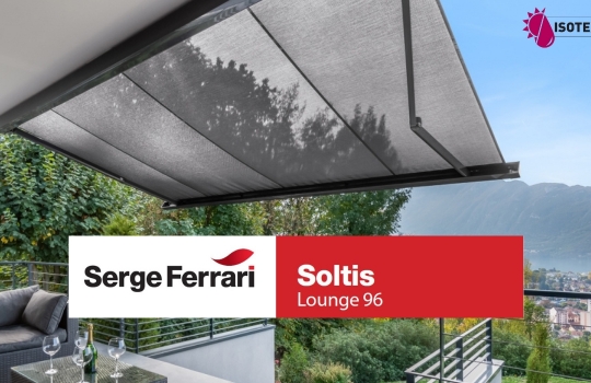 Soltis Lounge 96 : La toile technique idéale pour stores, pergolas et voiles d’ombrage – Confort, design et performance signés Serge Ferrari