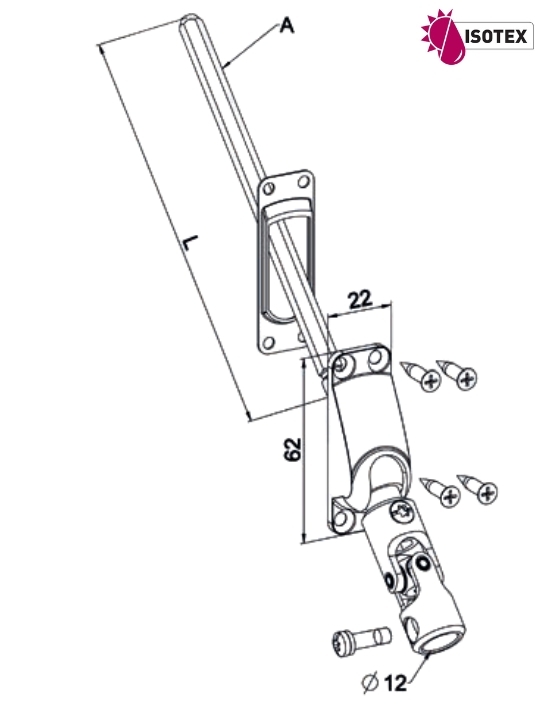 Bloc Guide Genouillère à 60° - L : 315 mm - A : 6 pans de 7 - Réf D476NG