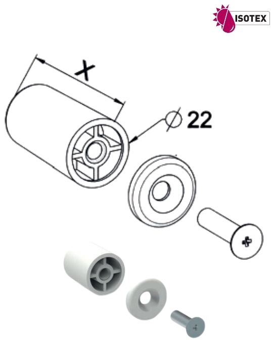 Butée ronde Lame finale blanc - Longueur 40 mm - Réf H138