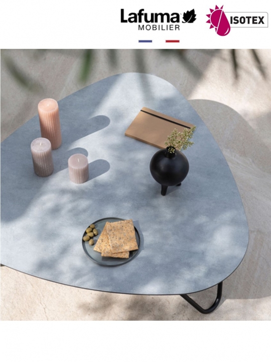 Table basse cocoon Lafuma Mobilier Gordes - Plateau coloris ciment et Pieds coloris titane