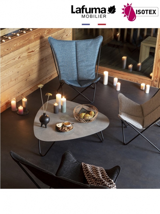 Table basse cocoon Lafuma Mobilier Gordes - Plateau coloris ciment et Pieds coloris titane