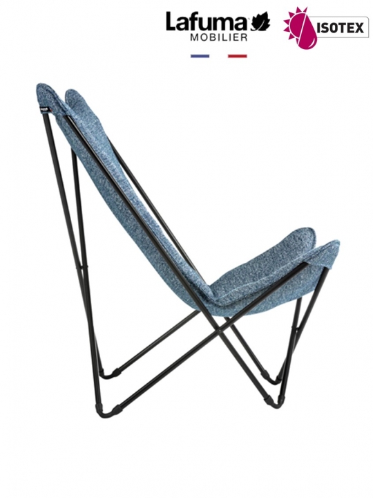 Fauteuil lounge Lafuma Mobilier Sphinx Allure Sunbrella®  - Toile coloris bleu cobalt et Structure coloris noir