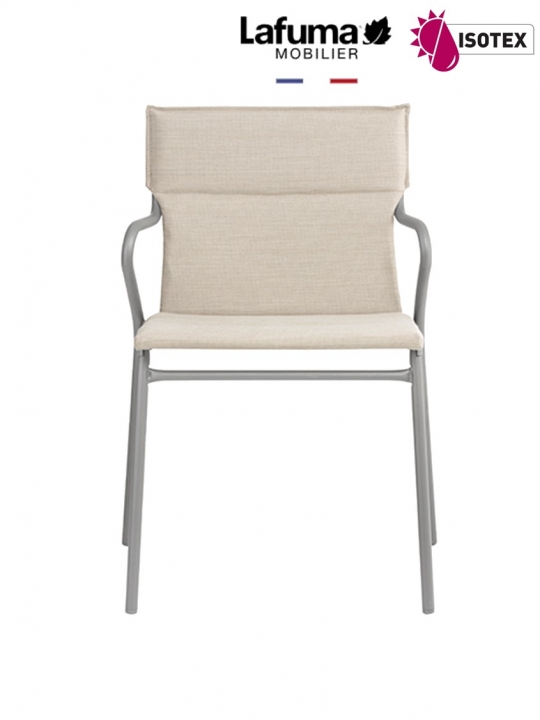 Fauteuil repas Lafuma Mobilier Ancône Gordes Hedona - Coloris : toile latte et tube titane