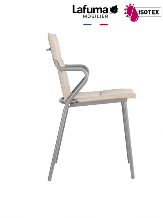 Fauteuil repas Lafuma Mobilier Ancône Gordes Hedona - Coloris : toile latte et tube titane