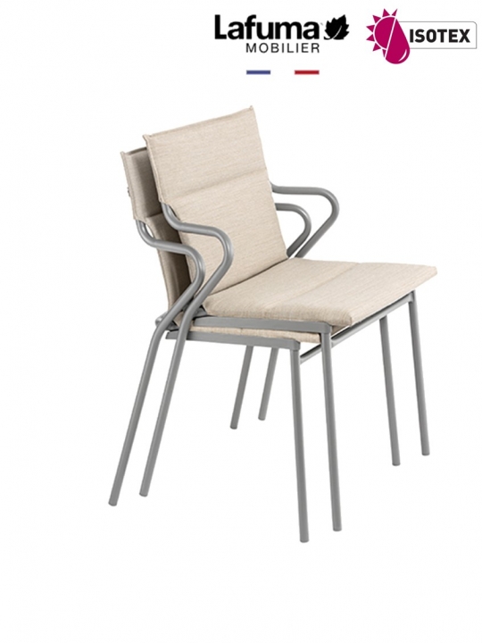 Fauteuil repas Lafuma Mobilier Ancône Gordes Hedona - Coloris : toile latte et tube titane