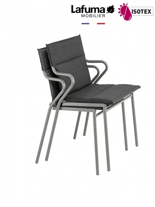 Fauteuil Repas Lafuma Mobilier Ancône Hedona - Coloris Onyx/Titane