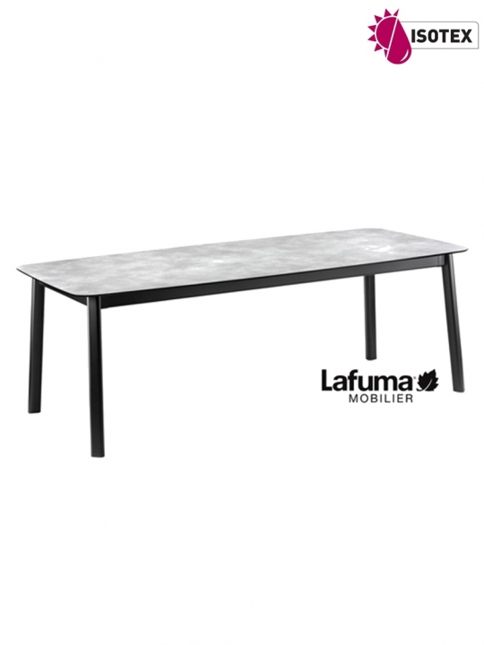 Table repas Lafuma Mobilier Ancône Allure - Plateau coloris ciment et Pieds coloris noir