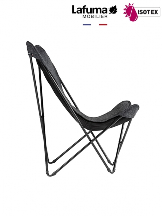 Fauteuil lounge Lafuma Mobilier Sphinx Soft - Coloris : toile gris nuée et Structure noir