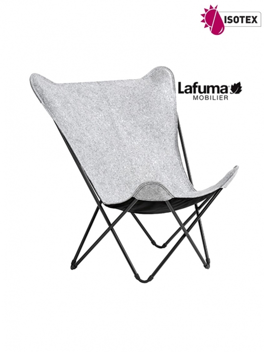 Fauteuil lounge Lafuma Mobilier Sphinx Soft - Coloris : toile gris plume et tube noir