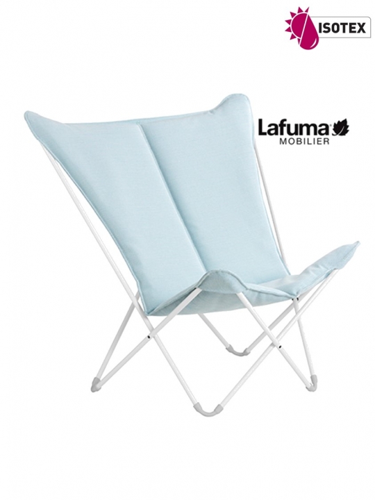 Fauteuil lounge Lafuma Mobilier Sphinx Opale Hedona - Coloris : toile bleu céladon et Structure kaolin