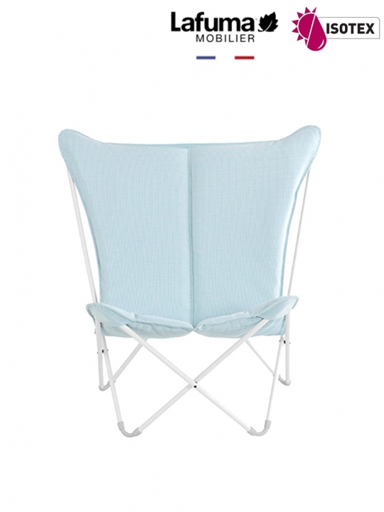 Fauteuil lounge Lafuma Mobilier Sphinx Opale Hedona - Coloris : toile bleu céladon et Structure kaolin