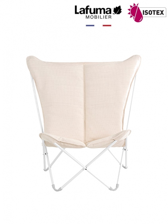 Fauteuil lounge Lafuma Mobilier Sphinx Opale Hedona - Coloris : toile beige argile et Structure kaolin