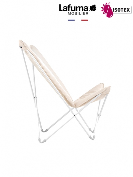 Fauteuil lounge Lafuma Mobilier Sphinx Opale Hedona - Coloris : toile beige argile et Structure kaolin