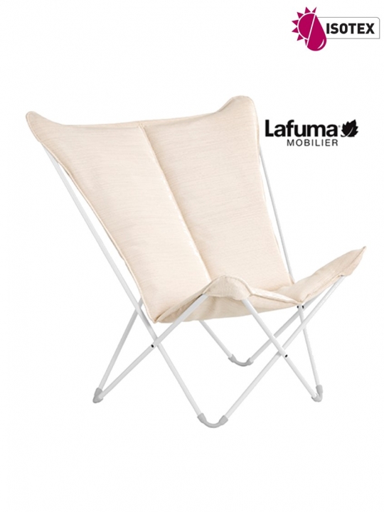 Fauteuil lounge Lafuma Mobilier Sphinx Opale Hedona - Coloris : toile beige argile et Structure kaolin