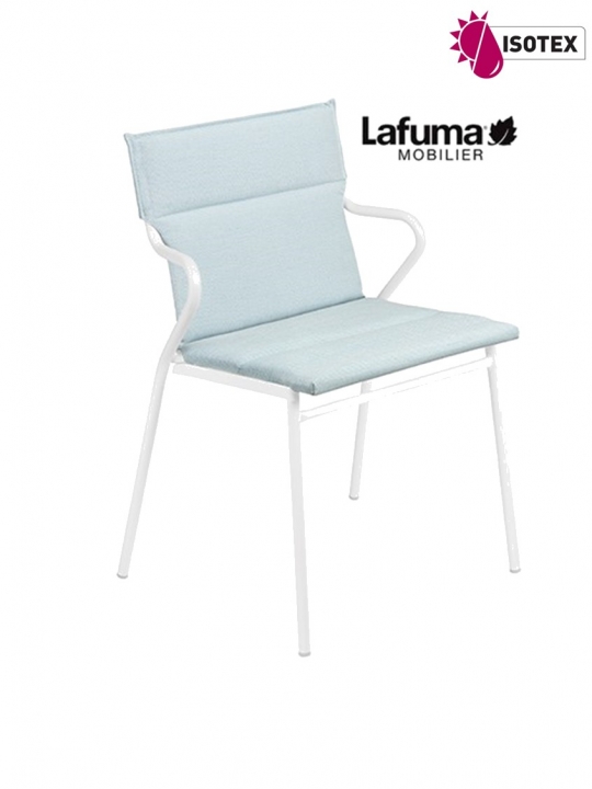 Fauteuil repas Lafuma Mobilier Ancône Opale Hedona - Coloris : toile bleu céladon et tube kaolin