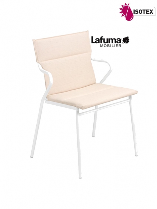 Fauteuil repas Lafuma Mobilier Ancône Opale Hedona - Coloris : toile beige argile et tube kaolin