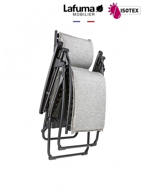 Bayanne fauteuil de relaxation Lafuma Mobilier Allure Sunbrella® - Toile coloris gris granite et Structure coloris noir