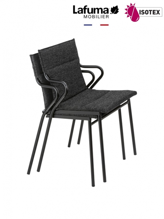 Fauteuil repas Lafuma Mobilier Ancône Allure Sunbrella® - Coloris : toile noir ébène et tube noir