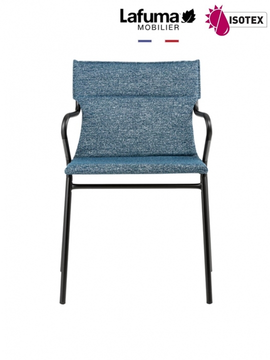 Fauteuil repas Lafuma Mobilier Ancône Allure Sunbrella® - Coloris : toile bleu cobalt et tube noir