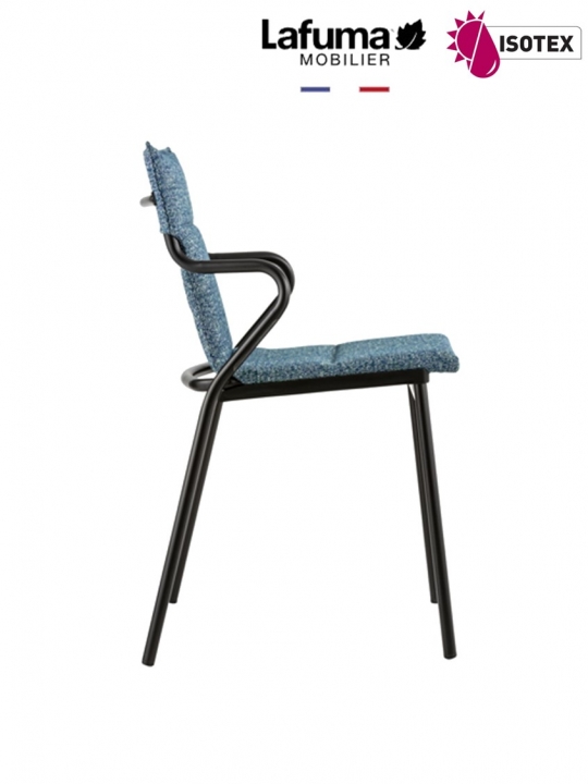 Fauteuil repas Lafuma Mobilier Ancône Allure Sunbrella® - Coloris : toile bleu cobalt et tube noir