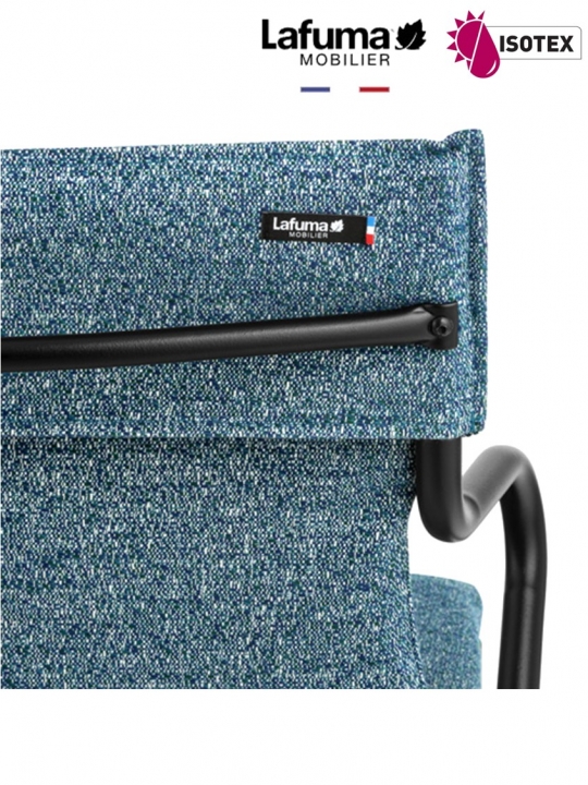 Fauteuil repas Lafuma Mobilier Ancône Allure Sunbrella® - Coloris : toile bleu cobalt et tube noir