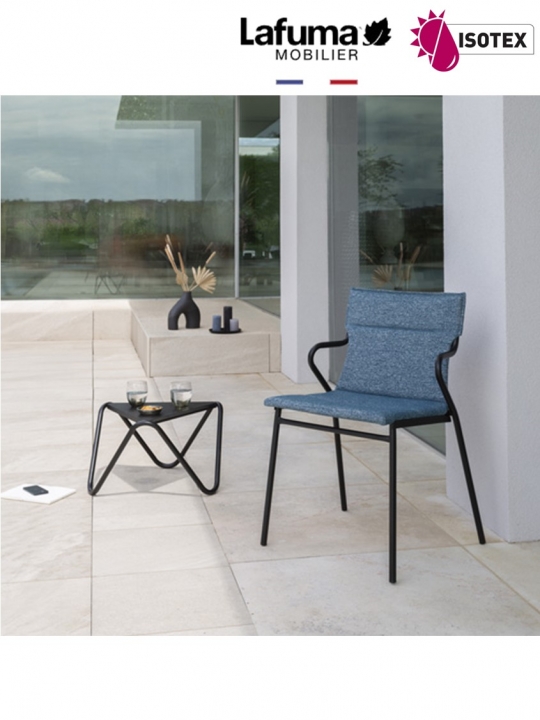 Fauteuil repas Lafuma Mobilier Ancône Allure Sunbrella® - Coloris : toile bleu cobalt et tube noir