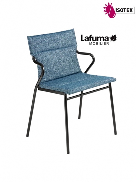 Fauteuil repas Lafuma Mobilier Ancône Allure Sunbrella® - Coloris : toile bleu cobalt et tube noir