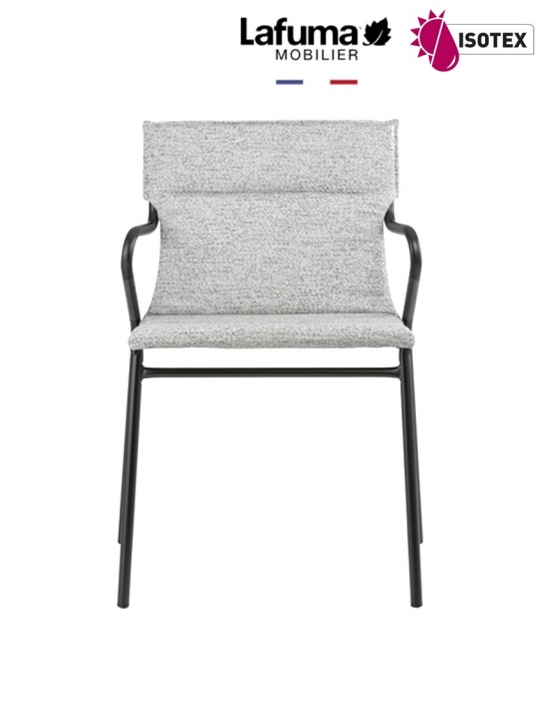 Fauteuil repas Lafuma Mobilier Ancône Allure Sunbrella® - Coloris : toile gris granite et tube noir