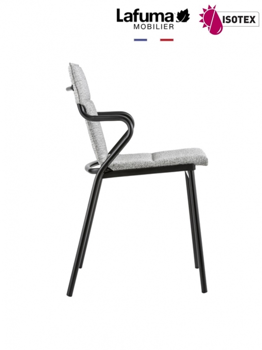 Fauteuil repas Lafuma Mobilier Ancône Allure Sunbrella® - Coloris : toile gris granite et tube noir